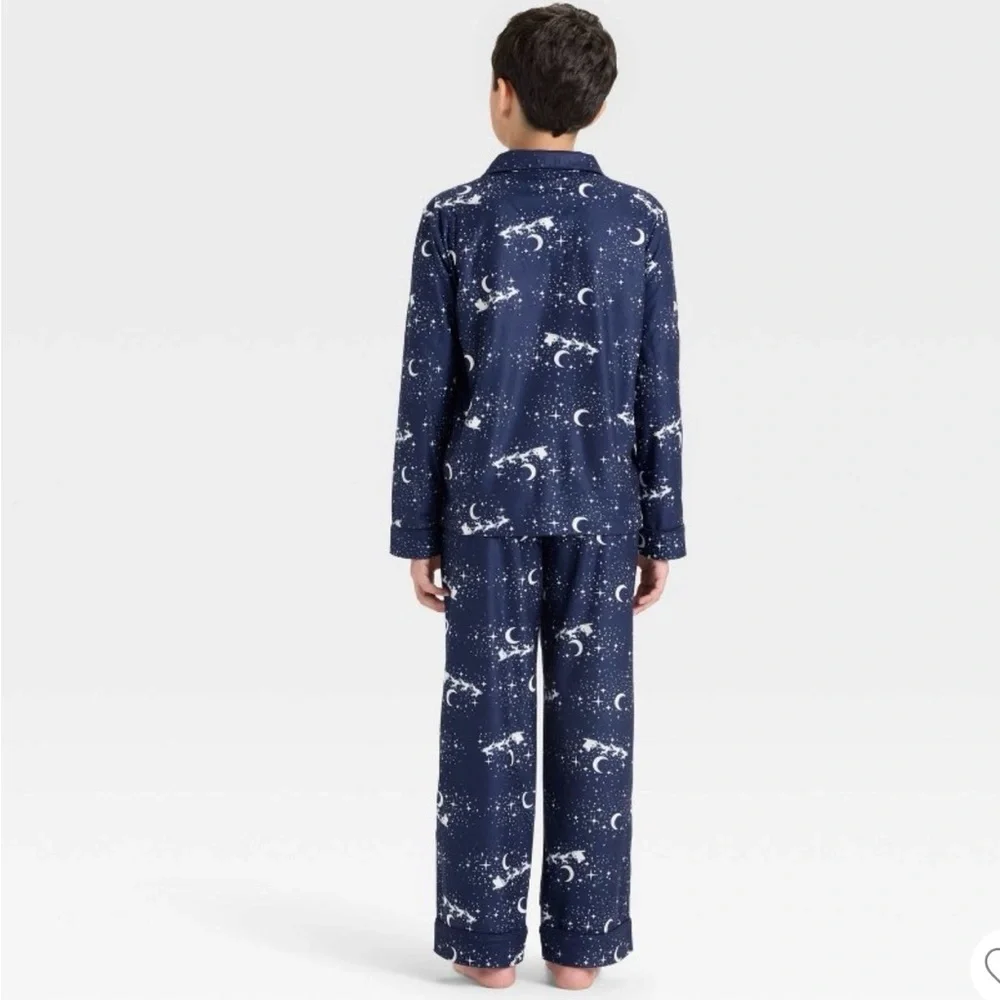 Cat & Jack Kids Navy Blue Pajama Set with Starry Print - Picture 2 of 2